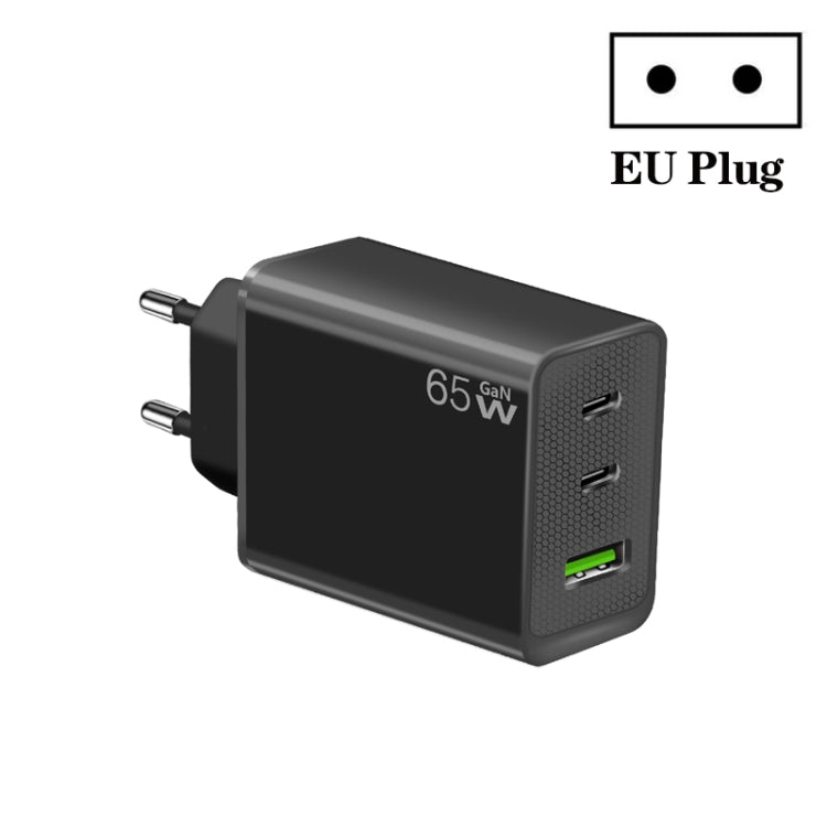 GaN PD65W Type-C x 2 + USB3.0 Laptop Adapter for Apple MacBook Series ,EU Plug, Type-C x 2 + USB3.0