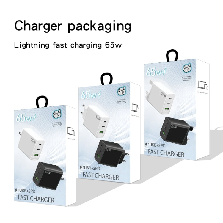 GaN PD65W Type-C x 2 + USB3.0 Laptop Adapter for Apple MacBook Series ,EU Plug