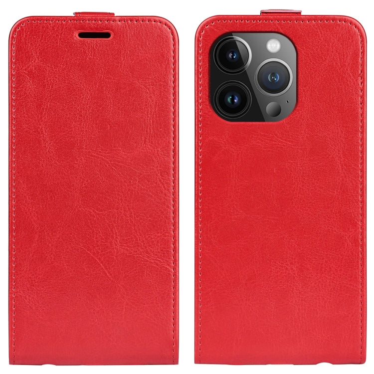 R64 Texture Single Vertical Flip Leather Phone Case, For iPhone 15 Pro, For iPhone 15 Plus, For iPhone 15