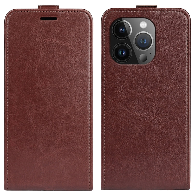 R64 Texture Single Vertical Flip Leather Phone Case, For iPhone 15 Pro, For iPhone 15 Plus, For iPhone 15