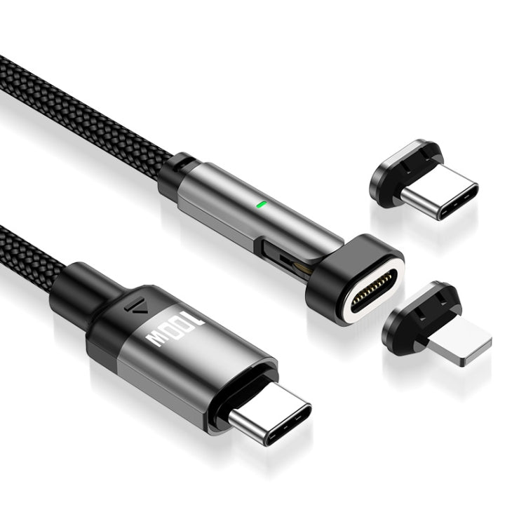 ENKAY 2 in 1 PD 100W / 27W 180 Degrees Rotation Magnetic Type-C / 8 Pin Fast Charging Data Cable with LED Light, 1m, 2m