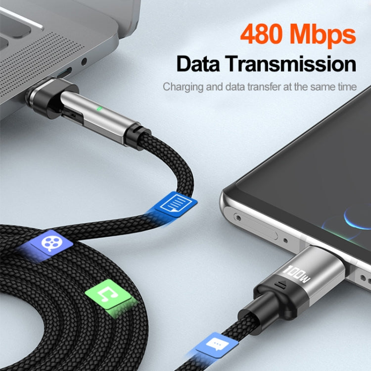 ENKAY 2 in 1 PD 100W / 27W 180 Degrees Rotation Magnetic Type-C / 8 Pin Fast Charging Data Cable with LED Light, 1m, 2m