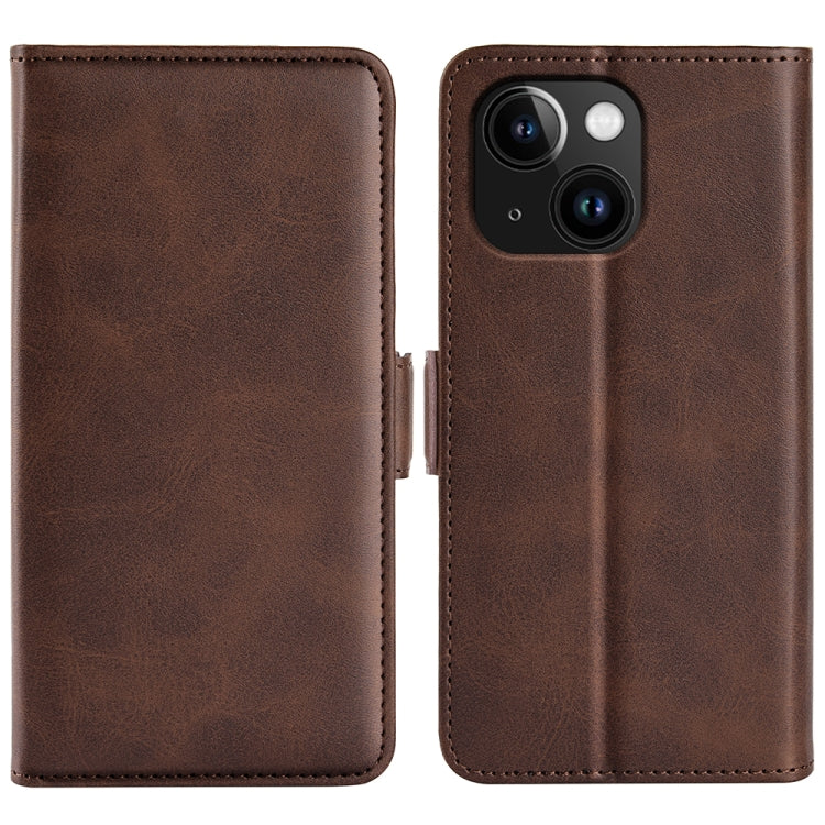 Dual-side Magnetic Buckle Horizontal Flip Leather Phone Case, For iPhone 15