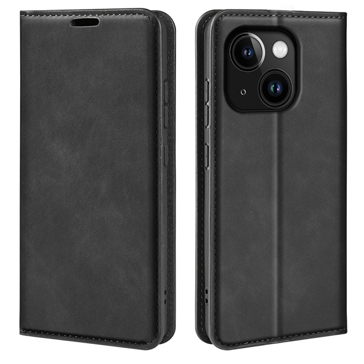 Retro-skin  Magnetic Suction Leather Phone Case, For iPhone 15