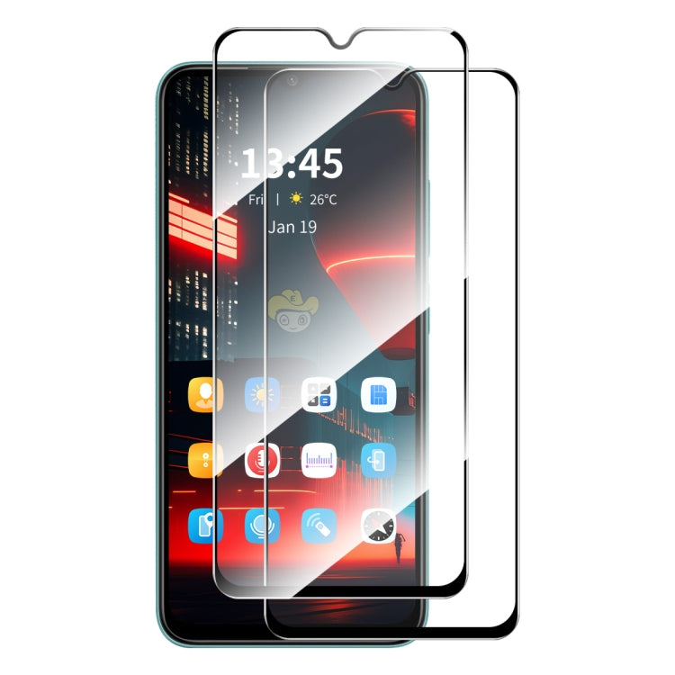 2pcs ENKAY Hat-Prince Full Glue High Aluminum-silicon Tempered Glass Film, For Xiaomi Redmi 12 5G Global, For Xiaomi Redmi 12, For Xiaomi Poco C51 4G, For Xiaomi Redmi A1+ / A2+ 4G, For Xiaomi Poco C50 4G