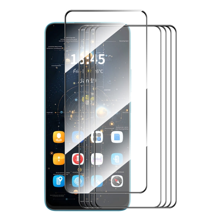 5pcs ENKAY Hat-Prince Full Glue High Aluminum-silicon Tempered Glass Film, For Redmi Note 17 Pro Max Global 163.4mm, For Redmi Note 17 4G / 5G Global 169.7mm, For Redmi 17C 5G, For Xiaomi Poco M8 Power 5G, For Redmi K100 Pro Max / Poco F9 Ultra 5G     ...