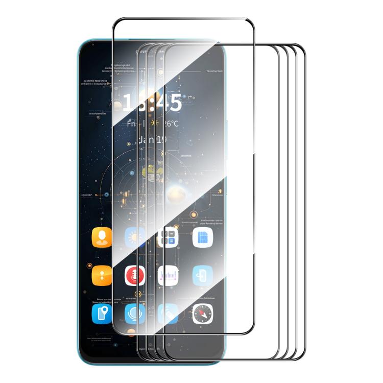 5pcs ENKAY Hat-Prince Full Glue High Aluminum-silicon Tempered Glass Film, For Redmi Note 17 Pro Max Global 163.4mm, For Redmi Note 17 4G / 5G Global 169.7mm, For Redmi 17C 5G, For Xiaomi Poco M8 Power 5G, For Redmi K100 Pro Max / Poco F9 Ultra 5G     ...
