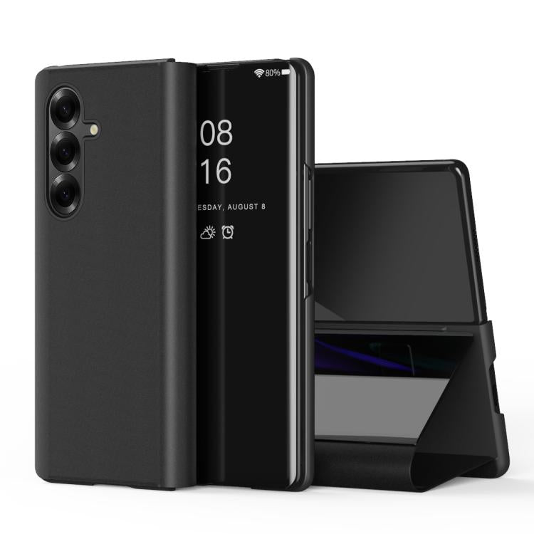 Plated Mirror Horizontal Flip Leather Phone Case with Holder, For Galaxy Z Fold8 5G, For Galaxy Z TriFold, For Galaxy Z Fold7, For Galaxy Z Fold6