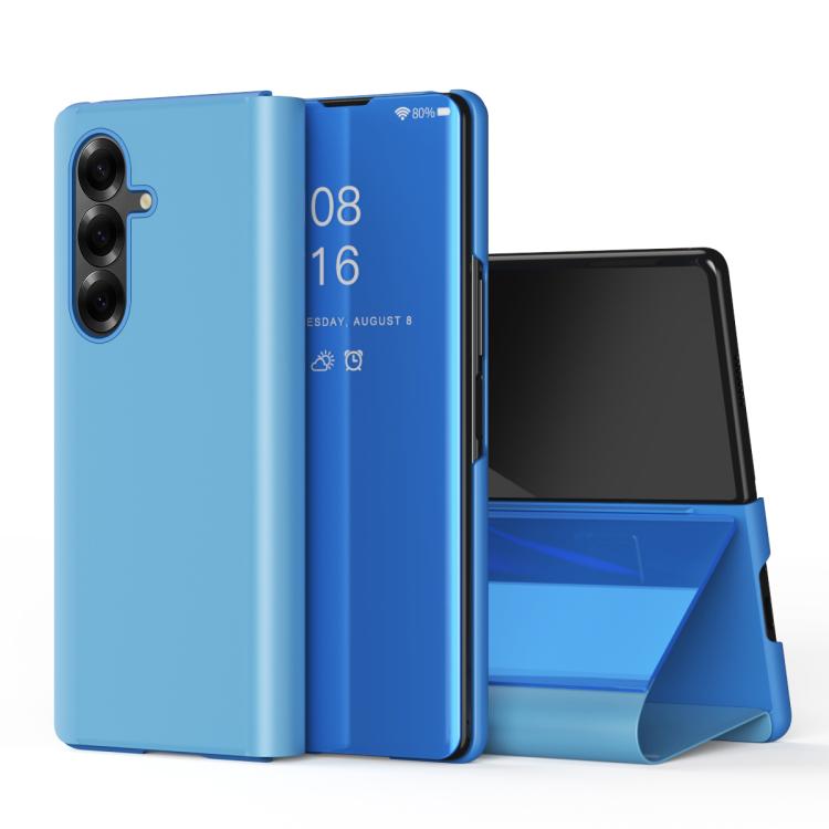 Plated Mirror Horizontal Flip Leather Phone Case with Holder, For Galaxy Z Fold8 5G, For Galaxy Z TriFold, For Galaxy Z Fold7, For Galaxy Z Fold6