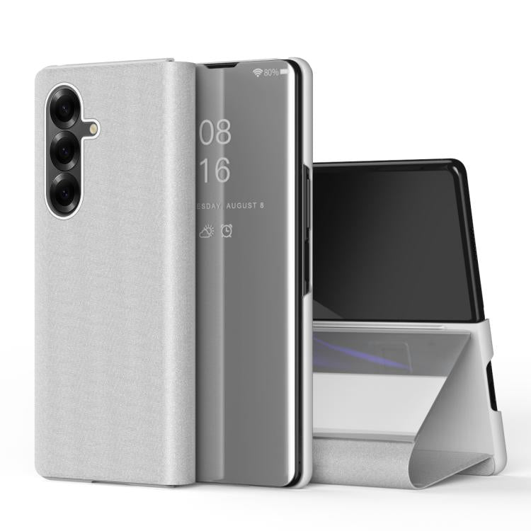 Plated Mirror Horizontal Flip Leather Phone Case with Holder, For Galaxy Z Fold8 5G, For Galaxy Z TriFold, For Galaxy Z Fold7, For Galaxy Z Fold6