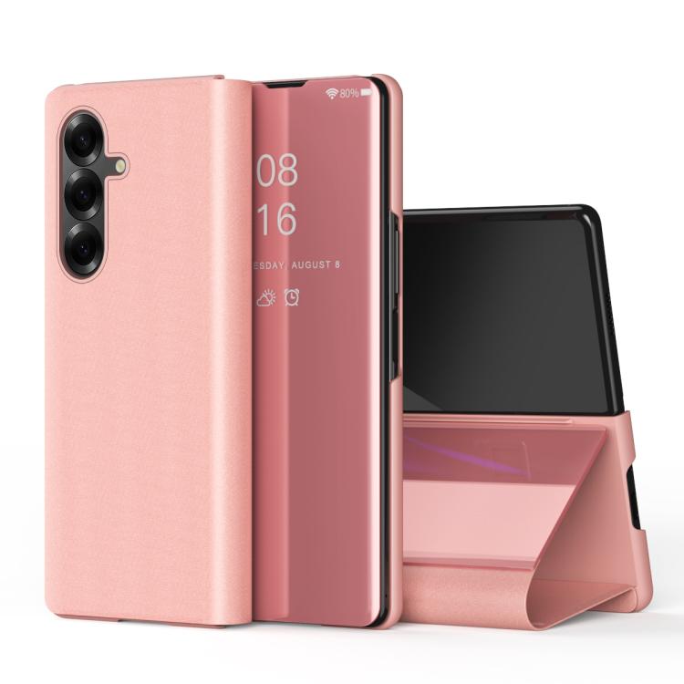 Plated Mirror Horizontal Flip Leather Phone Case with Holder, For Galaxy Z Fold8 5G, For Galaxy Z TriFold, For Galaxy Z Fold7, For Galaxy Z Fold6