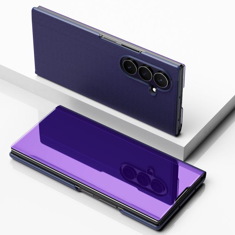 Plated Mirror Horizontal Flip Leather Phone Case with Holder, For Galaxy Z Fold8 5G, For Galaxy Z TriFold, For Galaxy Z Fold7, For Galaxy Z Fold6
