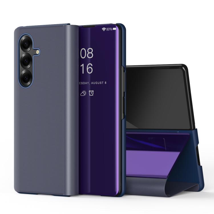 Plated Mirror Horizontal Flip Leather Phone Case with Holder, For Galaxy Z Fold8 5G, For Galaxy Z TriFold, For Galaxy Z Fold7, For Galaxy Z Fold6
