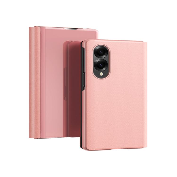 Plated Mirror Horizontal Flip Leather Phone Case with Holder, For Galaxy Z Fold8 5G, For Galaxy Z Fold8 Ultra 5G, For Galaxy Z TriFold, For Galaxy Z Fold7