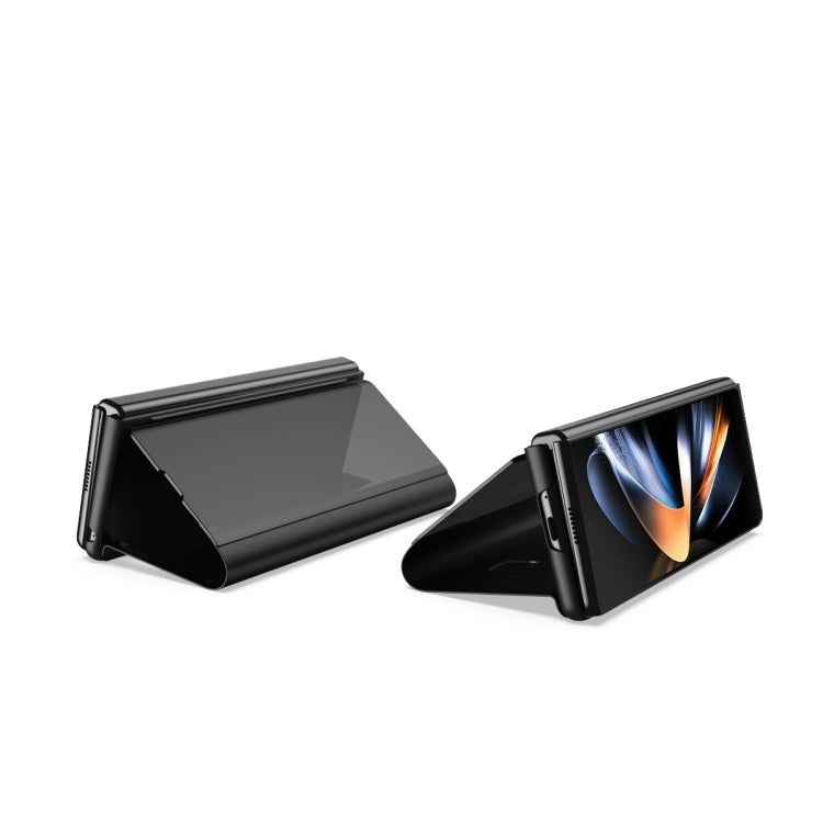 Plated Mirror Horizontal Flip Leather Phone Case with Holder, For Galaxy Z Fold6, For Galaxy Z Fold5 5G