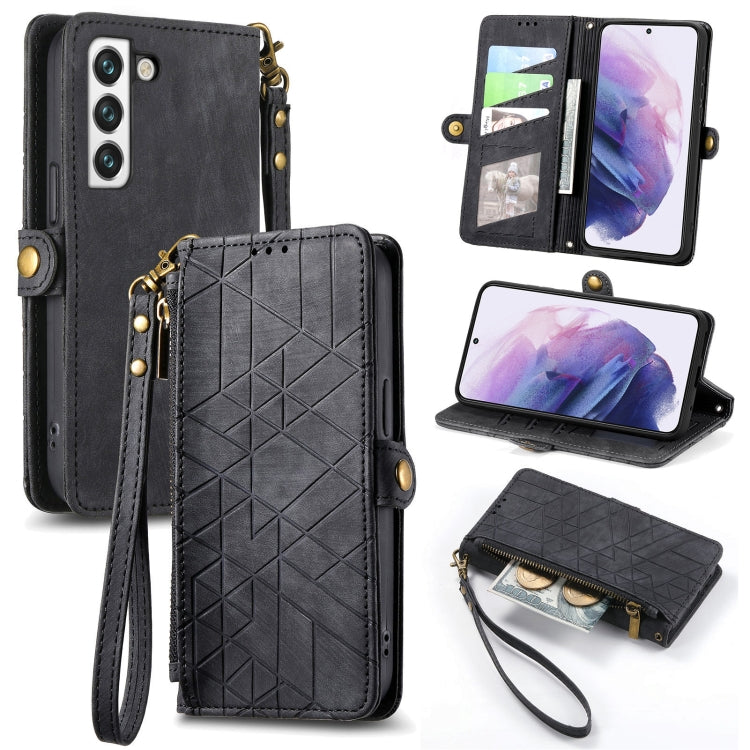 Geometric Zipper Wallet Side Buckle Leather Phone Case, For Samsung Galaxy A52 5G, For Samsung Galaxy A32 5G, For Samsung Galaxy S21 5G, For Samsung Galaxy S21+ 5G