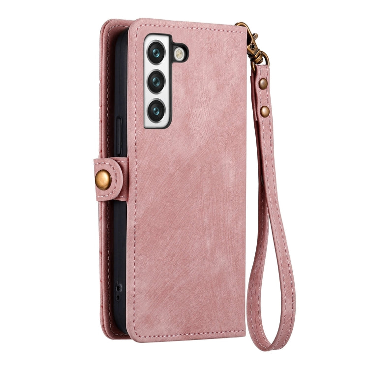 Geometric Zipper Wallet Side Buckle Leather Phone Case