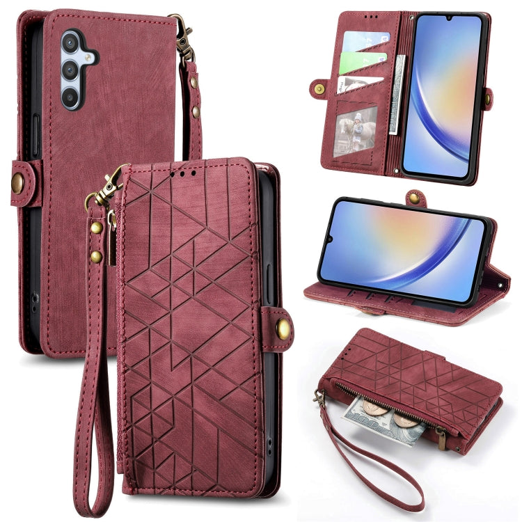 Geometric Zipper Wallet Side Buckle Leather Phone Case, For Samsung Galaxy S20+, For Samsung Galaxy A31, For Samsung Galaxy A11, For Samsung Galaxy S20