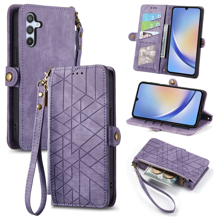 Geometric Zipper Wallet Side Buckle Leather Phone Case, For Samsung Galaxy A22 5G, For Samsung Galaxy S21 FE 5G, For Samsung Galaxy A32 4G, For Samsung Galaxy A72