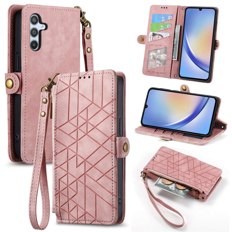 Geometric Zipper Wallet Side Buckle Leather Phone Case, For Samsung Galaxy A22 5G, For Samsung Galaxy S21 FE 5G, For Samsung Galaxy A32 4G, For Samsung Galaxy A72
