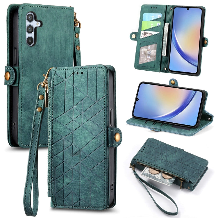 Geometric Zipper Wallet Side Buckle Leather Phone Case, For Samsung Galaxy A22 5G, For Samsung Galaxy S21 FE 5G, For Samsung Galaxy A32 4G, For Samsung Galaxy A72
