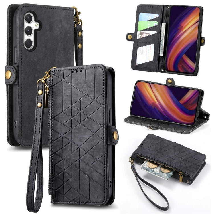Geometric Zipper Wallet Side Buckle Leather Phone Case, Samsung Galaxy A05s, For Samsung Galaxy A25 5G, For Samsung Galaxy S23 FE 5G, For Samsung Galaxy A24 4G