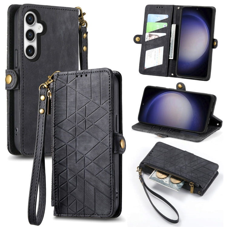 Geometric Zipper Wallet Side Buckle Leather Phone Case, Samsung Galaxy A05s, For Samsung Galaxy A25 5G, For Samsung Galaxy S23 FE 5G, For Samsung Galaxy A24 4G
