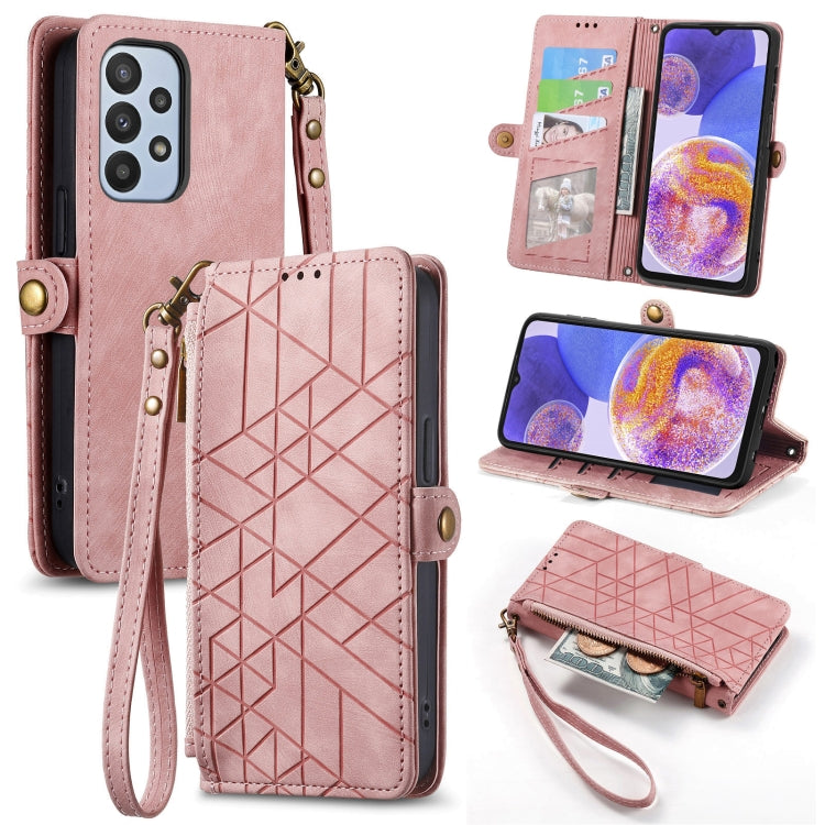 Geometric Zipper Wallet Side Buckle Leather Phone Case, For Samsung Galaxy A23 5G, For Samsung Galaxy A14 4G, For Samsung Galaxy A24 5G, For Samsung Galaxy A34 5G