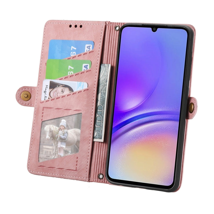 Geometric Zipper Wallet Side Buckle Leather Phone Case