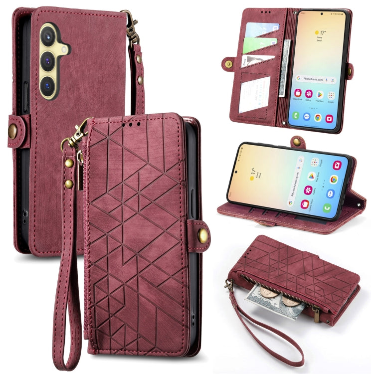 Geometric Zipper Wallet Side Buckle Leather Phone Case, For Samsung Galaxy A55 5G, For Samsung Galaxy S24 Ultra 5G, For Samsung Galaxy S24+ 5G, For Samsung Galaxy S24 5G