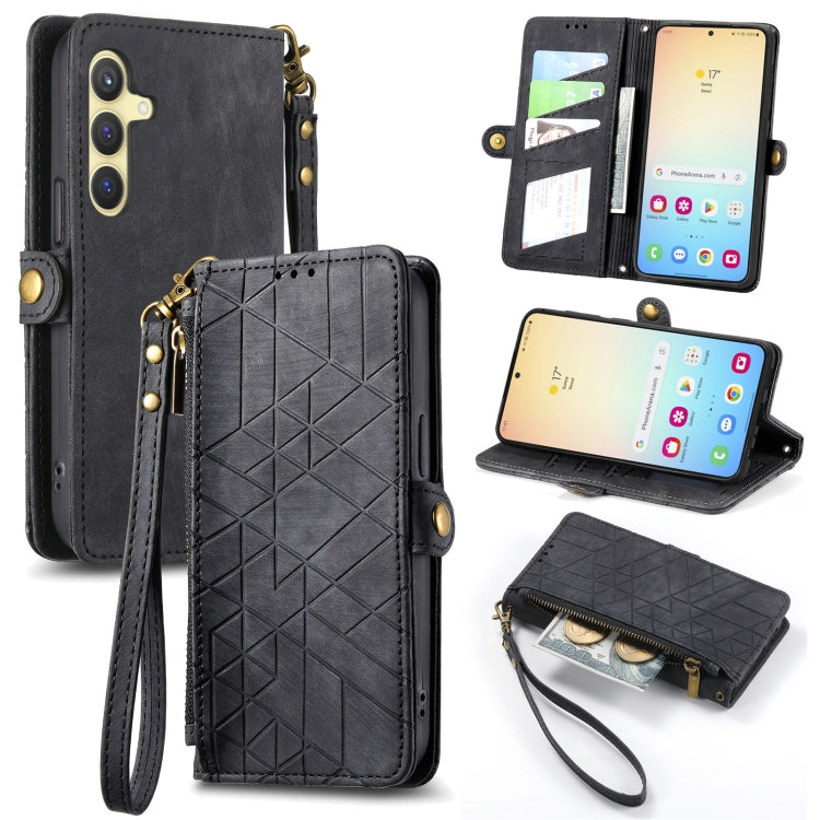 Geometric Zipper Wallet Side Buckle Leather Phone Case, For Samsung Galaxy A55 5G, For Samsung Galaxy S24 Ultra 5G, For Samsung Galaxy S24+ 5G, For Samsung Galaxy S24 5G