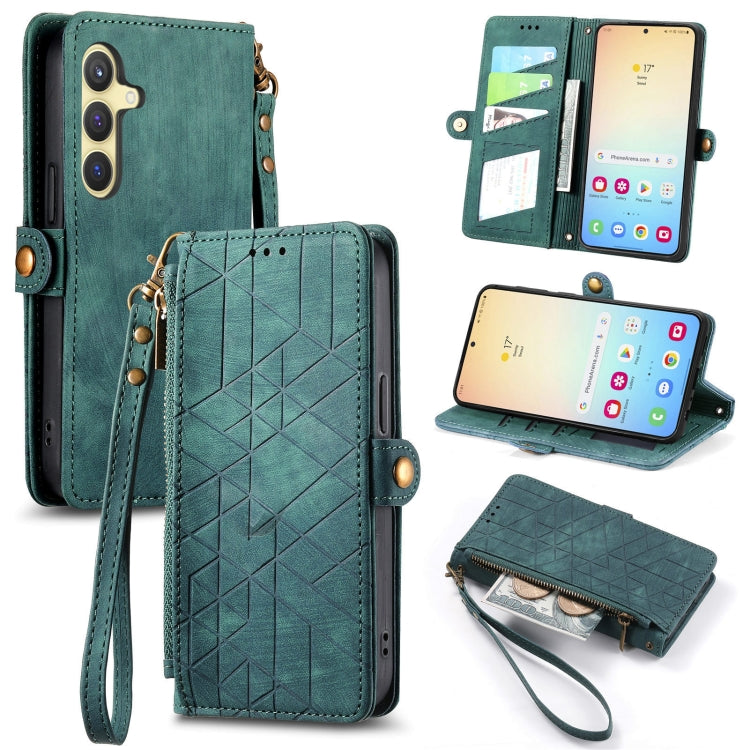 Geometric Zipper Wallet Side Buckle Leather Phone Case, For Samsung Galaxy S24 Ultra 5G, For Samsung Galaxy S24+ 5G, For Samsung Galaxy S24 5G, For Samsung Galaxy A05