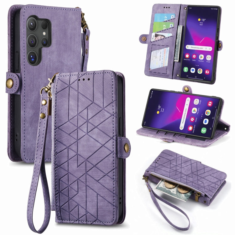 Geometric Zipper Wallet Side Buckle Leather Phone Case, For Samsung Galaxy A55 5G, For Samsung Galaxy S24 Ultra 5G, For Samsung Galaxy S24+ 5G, For Samsung Galaxy S24 5G