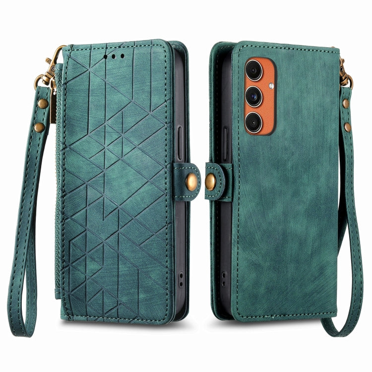 Geometric Zipper Wallet Side Buckle Leather Phone Case, For Samsung Galaxy A55 5G, For Samsung Galaxy S24 Ultra 5G, For Samsung Galaxy S24+ 5G, For Samsung Galaxy S24 5G