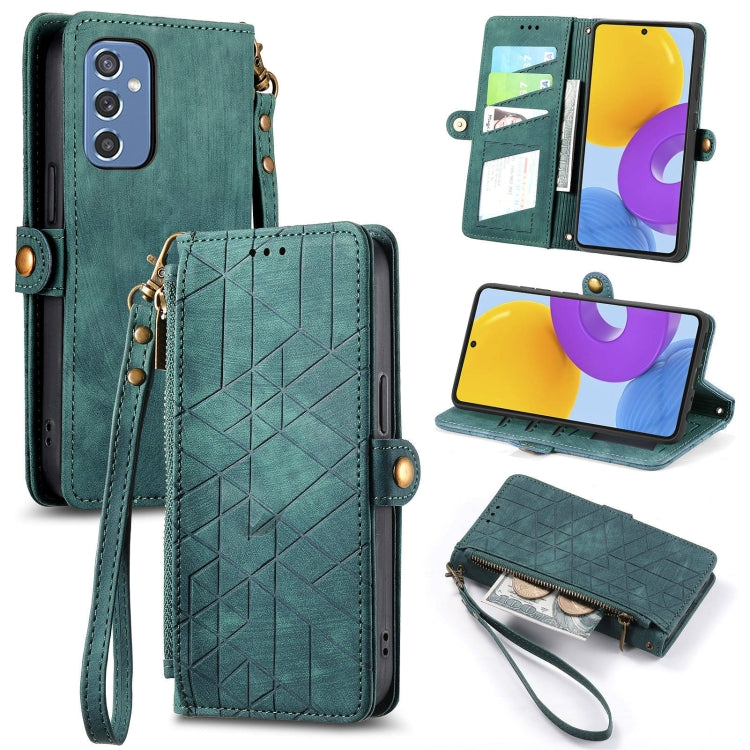 Geometric Zipper Wallet Side Buckle Leather Phone Case