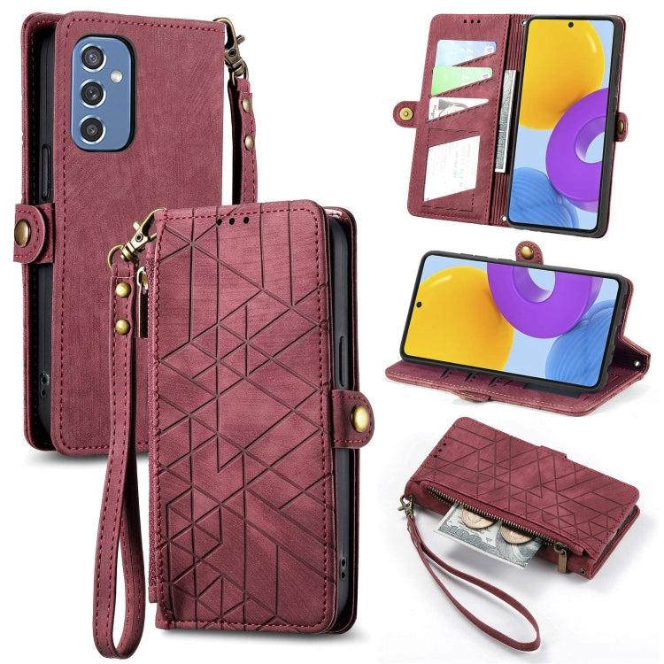 Geometric Zipper Wallet Side Buckle Leather Phone Case