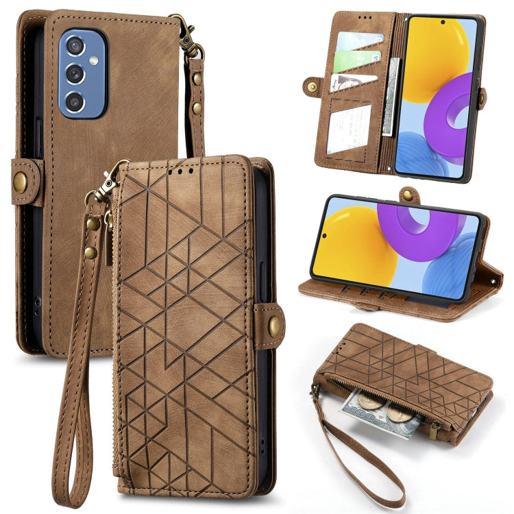 Geometric Zipper Wallet Side Buckle Leather Phone Case