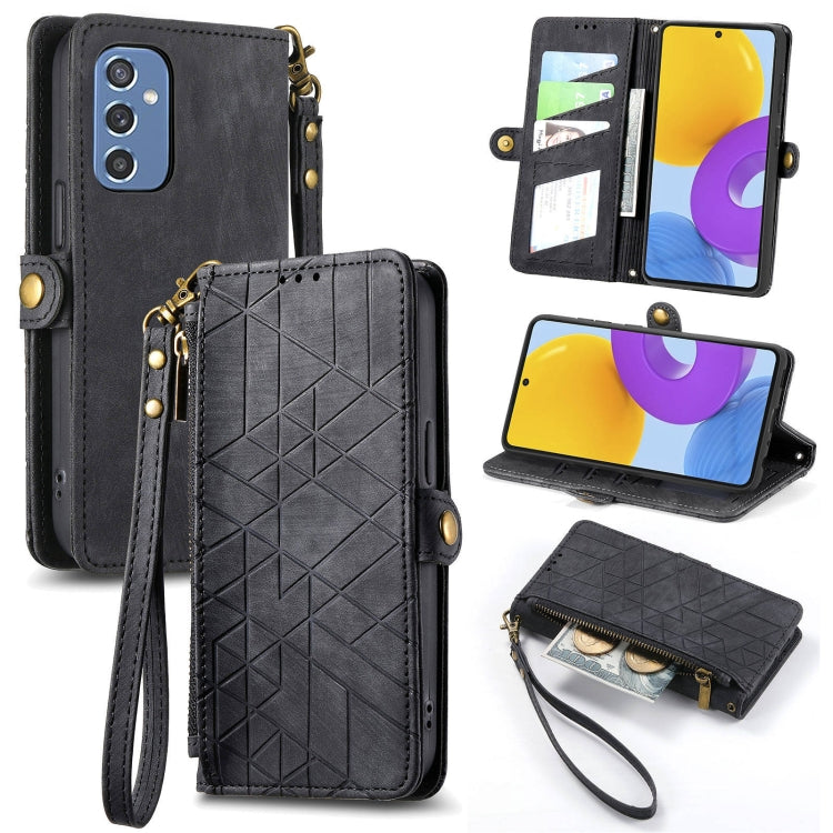 Geometric Zipper Wallet Side Buckle Leather Phone Case