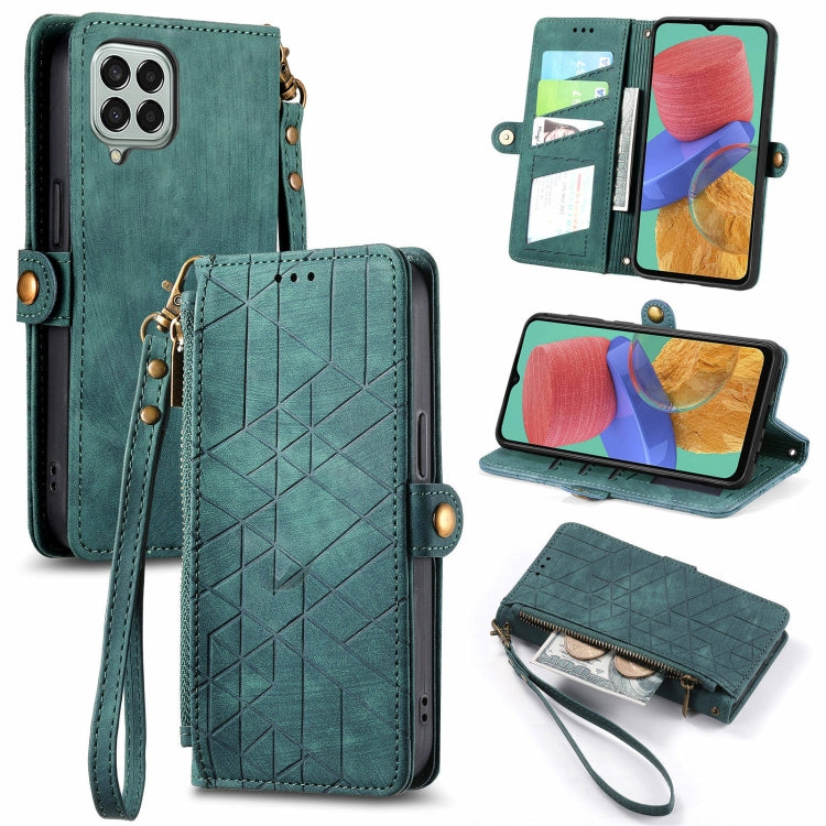 Geometric Zipper Wallet Side Buckle Leather Phone Case