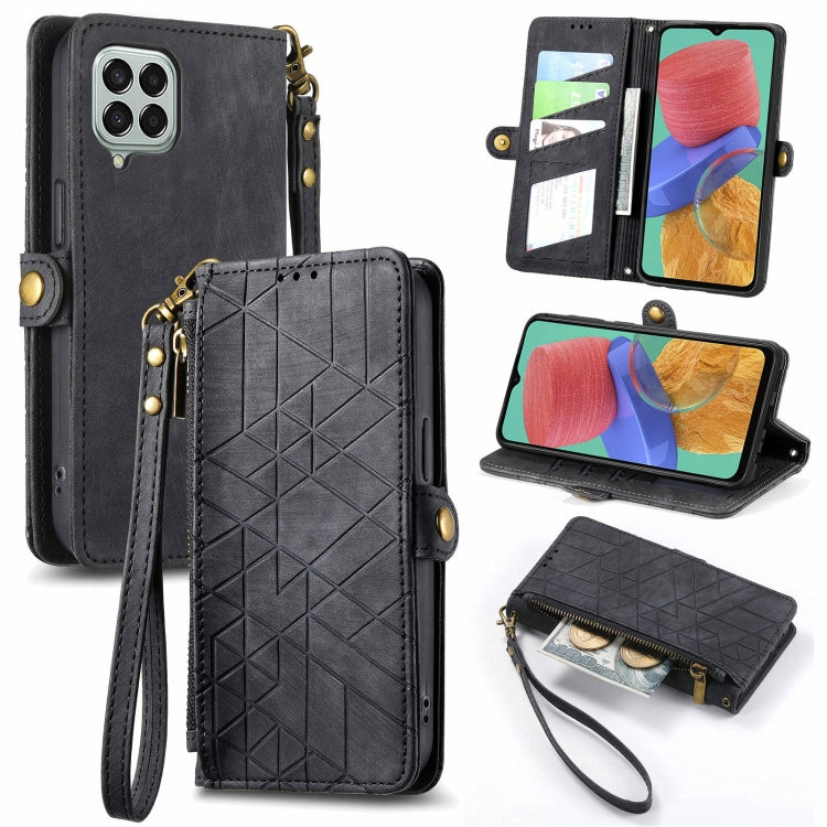 Geometric Zipper Wallet Side Buckle Leather Phone Case