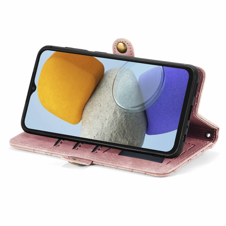 Geometric Zipper Wallet Side Buckle Leather Phone Case