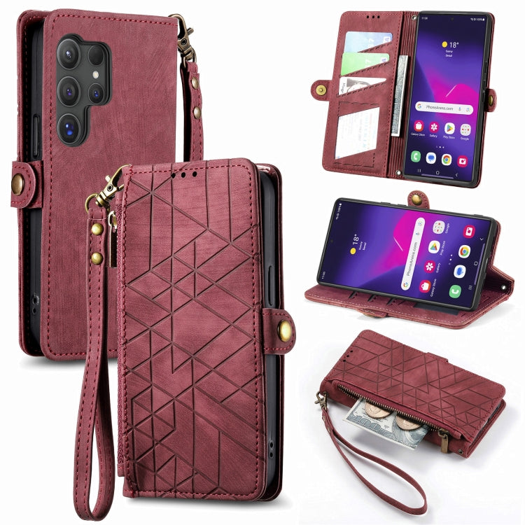 Geometric Zipper Wallet Side Buckle Leather Phone Case, For Samsung Galaxy S25 Ultra 5G, For Samsung Galaxy C55, For Samsung Galaxy M55, For Samsung Galaxy A55 5G