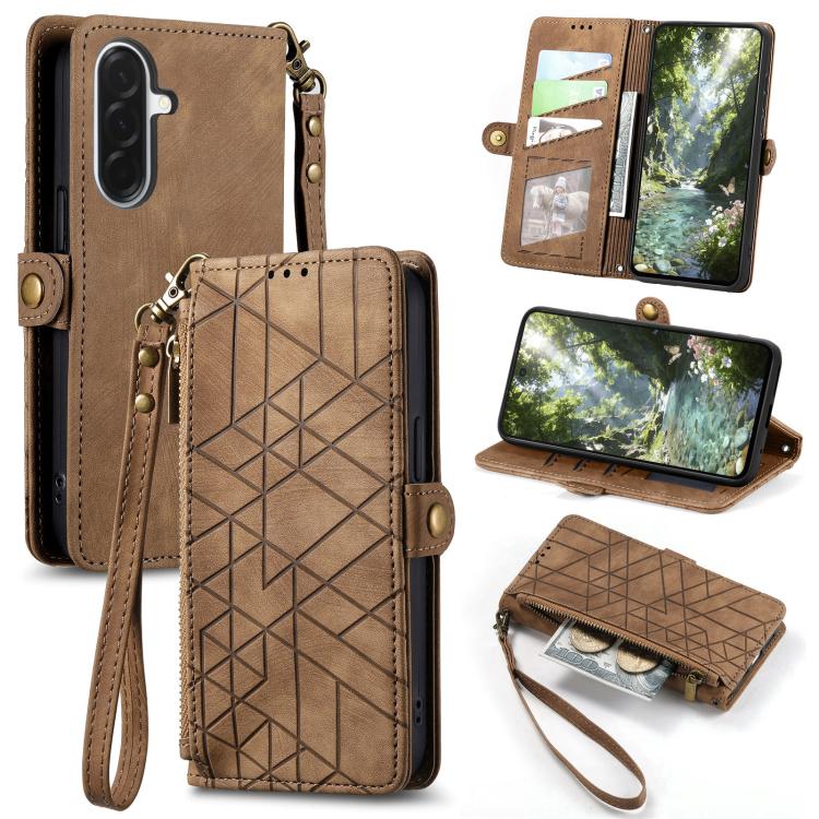 Geometric Zipper Wallet Side Buckle Leather Phone Case, For Samsung Galaxy S26 Edge 5G, For Samsung Galaxy A57 5G, For Samsung Galaxy A37 5G, For Samsung Galaxy S25 Edge 5G