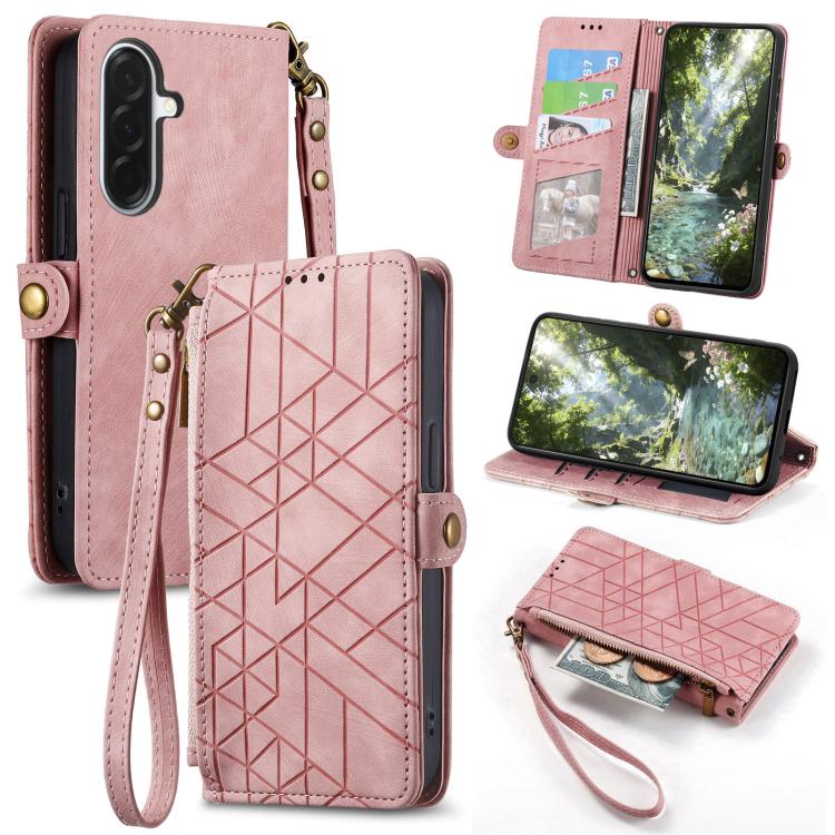 Geometric Zipper Wallet Side Buckle Leather Phone Case, For Samsung Galaxy S26 Edge 5G, For Samsung Galaxy A57 5G, For Samsung Galaxy A37 5G, For Samsung Galaxy S25 Edge 5G
