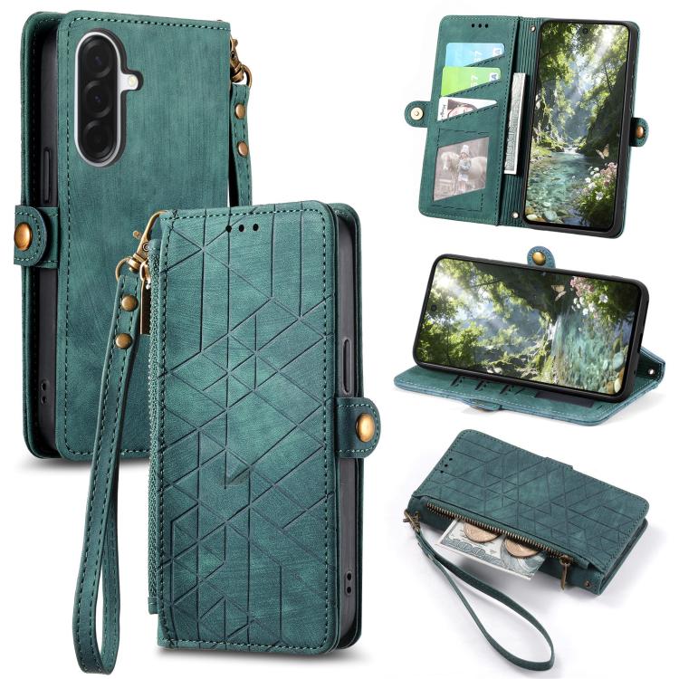 Geometric Zipper Wallet Side Buckle Leather Phone Case, For Samsung Galaxy S26 Edge 5G, For Samsung Galaxy A57 5G, For Samsung Galaxy A37 5G, For Samsung Galaxy S25 Edge 5G