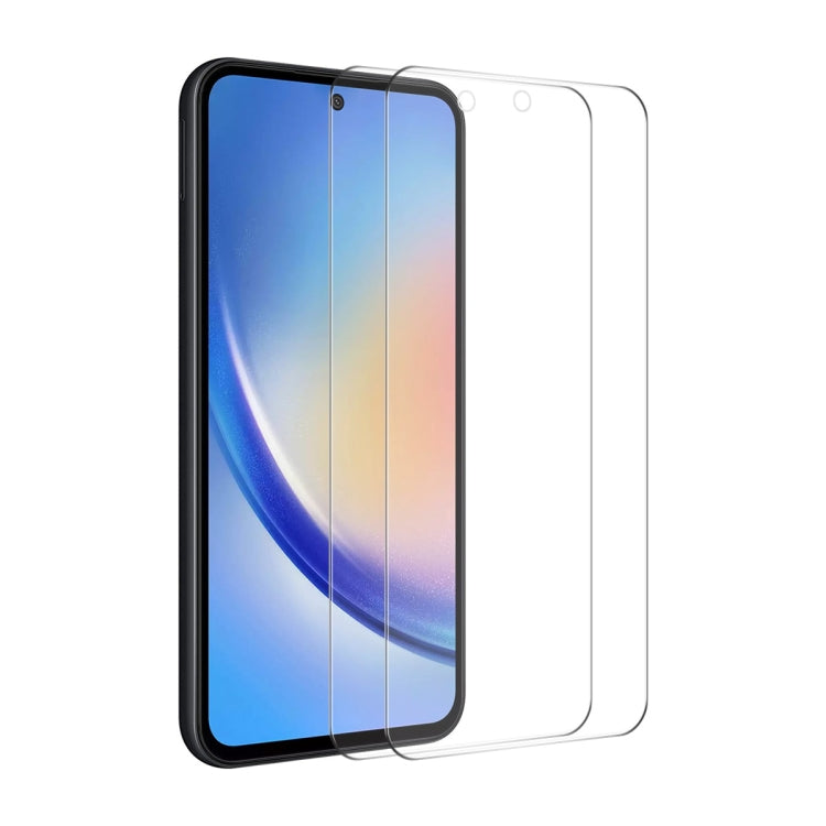 2pcs ENKAY 0.26mm 9H 2.5D High Aluminum-silicon Tempered Glass Film, For Samsung Galaxy M04, For Samsung Galaxy A25 5G, For Samsung Galaxy A35, For Samsung Galaxy A55, For Samsung Galaxy S23 FE, For Samsung Galaxy M54 /F54, For Samsung Galaxy A15 4G / 5G