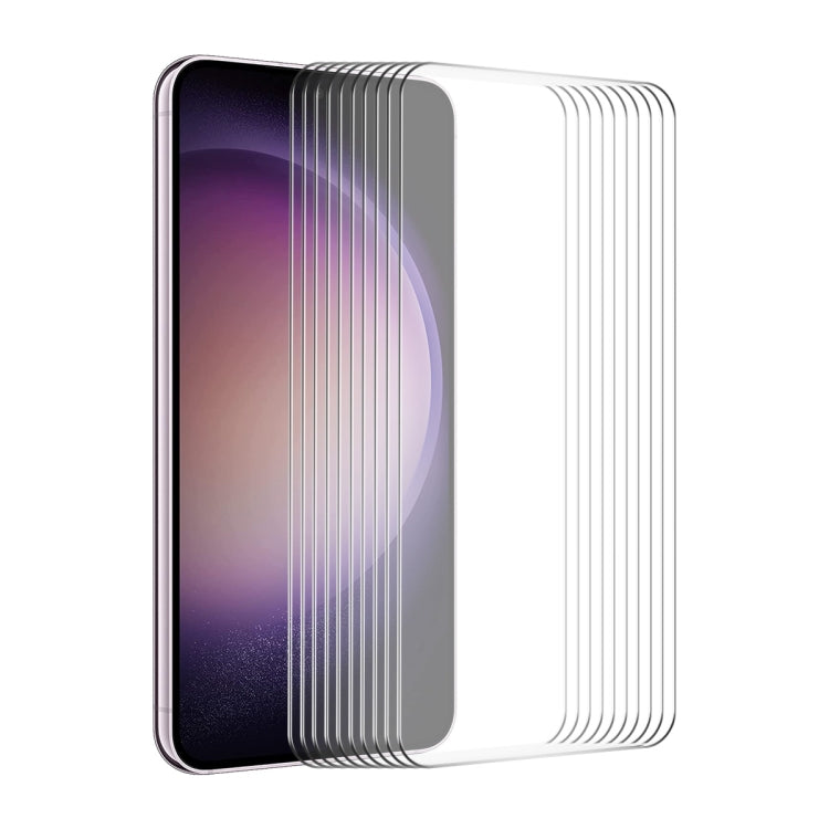 Lot de 10 films de protection en verre trempé ENKAY 0,26 mm 9H 2,5D haute résistance en aluminium et silicone pour Samsung Galaxy A35, A55, M04, A25 5G, S23 FE, M54/F54 et A15 4G/5G