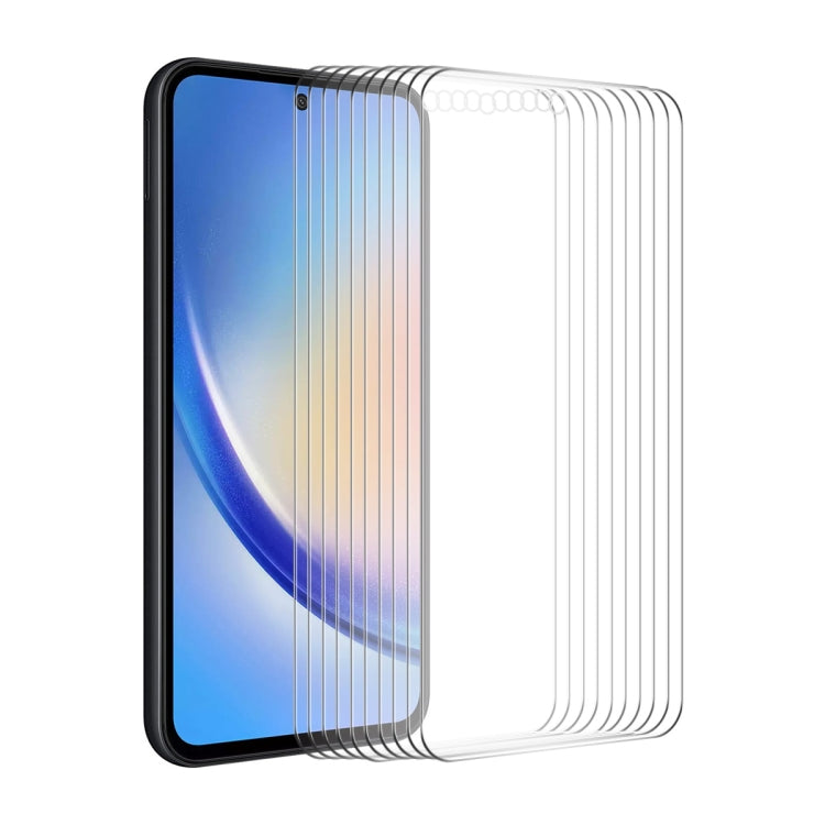 Lot de 10 films de protection en verre trempé ENKAY 0,26 mm 9H 2,5D haute résistance en aluminium et silicone pour Samsung Galaxy A35, A55, M04, A25 5G, S23 FE, M54/F54 et A15 4G/5G