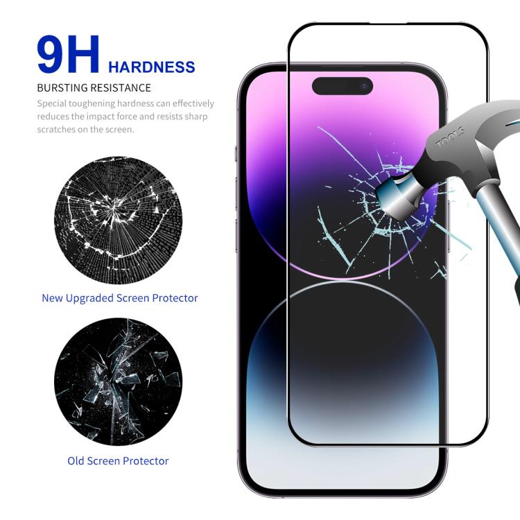 10pcs ENKAY Full Glue High Aluminum-silicon Tempered Glass Film, For iPhone 16 Pro Max, For iPhone 16 Pro, For iPhone 16 Plus, For iPhone 16, iPhone 16e, For iPhone 15 Pro Max, For iPhone 15 Pro, For iPhone 15 Plus, For iPhone 15