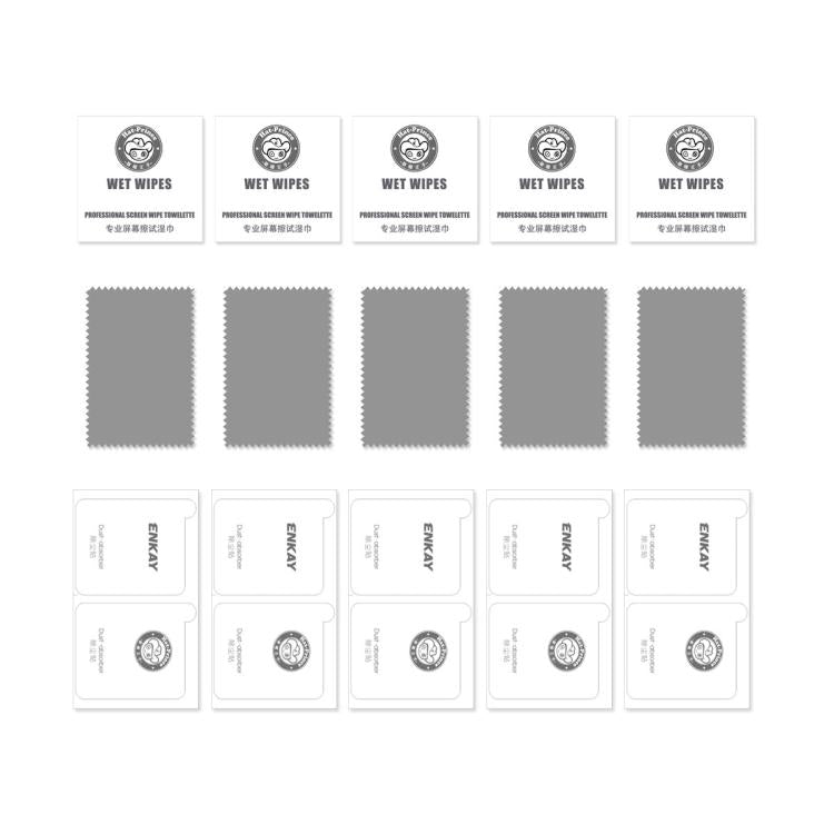 5pcs ENKAY 0.26mm 9H 2.5D High Aluminum-silicon Tempered Glass Film, For iPhone 17e / 16e, For iPhone 16 Pro Max, For iPhone 16 Pro, For iPhone 16 Plus, For iPhone 16, For iPhone 15 Pro Max, For iPhone 15 Pro, For iPhone 15 Plus, For iPhone 15